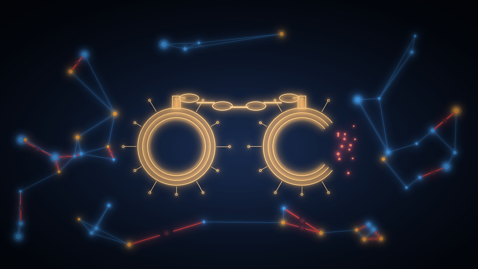 Glowing circuit-trace handcuffs, one cuff sprung open, surrounded by a dark network of nodes with several severed red links